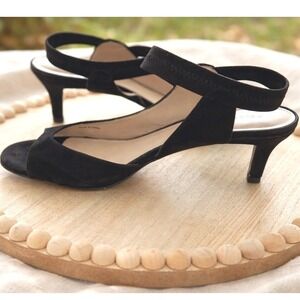 Pelle Moda "Berta" Black Suede Asymmetrical Kitten Heels - Size 8.5M